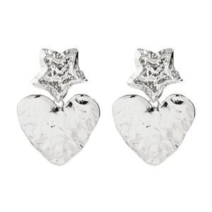 Silver Heart and Star Earrings #1665